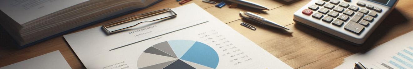 Papiere, Grafiken und ein Taschenrechner auf einem Schreibtisch.