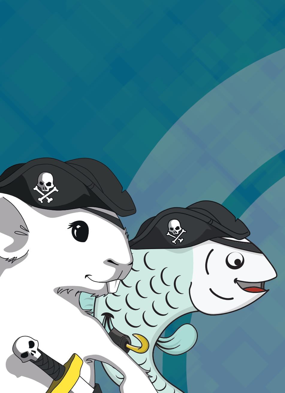 Pyrat Terrestrial and Aquatic mascots together